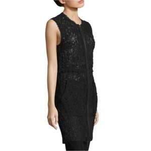 ELIE TAHARI Black Lace Overlay Vest/Dress Zip-Front Witchy Dark Fairy Sz Large